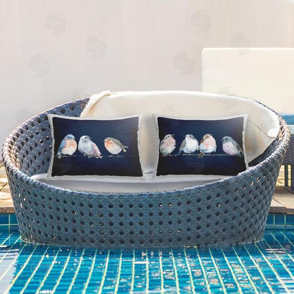 Stupell Industries Lorenzo Collective | Lovely Perched Birds On Blue Printed Throw Pillow