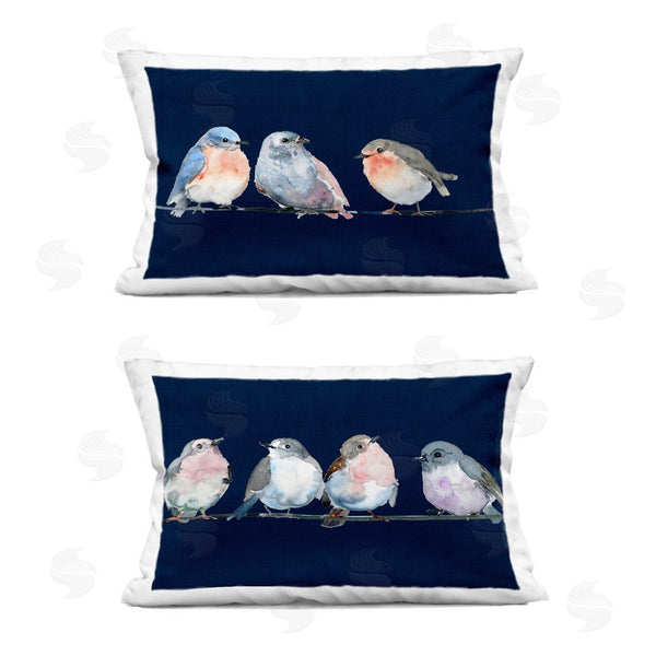 stupell industries Lorenzo Collective | Lovely Perched Birds on Blue Printed Throw Pillow