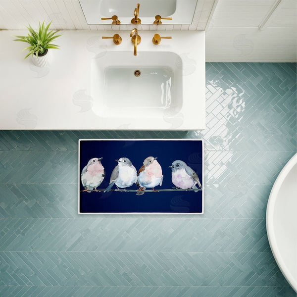 Stupell Industries Lorenzo Collective | Perched Foursome Of Birds Plush Bath Mat
