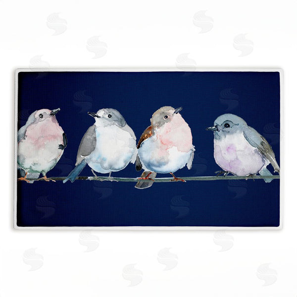 stupell industries Lorenzo Collective | Perched Foursome of Birds Plush Bath Mat