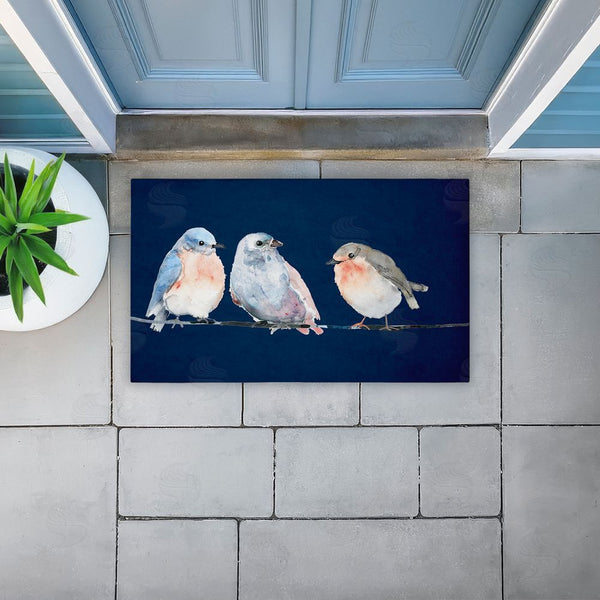 Stupell Industries Lorenzo Collective | Perched Trio Of Song Birds Non-Woven Door Mat