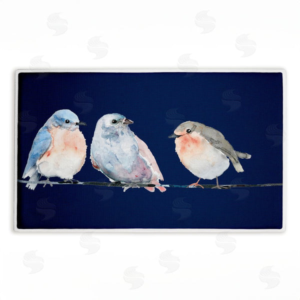 stupell industries Lorenzo Collective | Perched Trio of Song Birds Plush Bath Mat