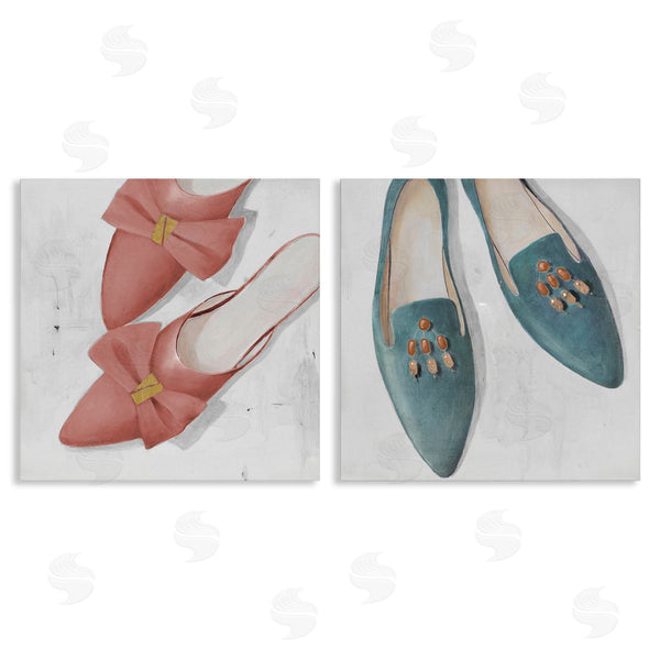 stupell industries Lorenzo Collective | Pink & Blue Fashion Flats Wall Art