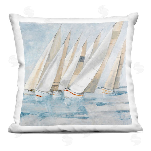 stupell industries Lorenzo Collective | Sailboat Regatta Coastal Scene Throw Pillow