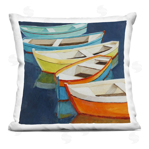 stupell industries Lorenzo Collective | Serene Rowboats in Summer Throw Pillow