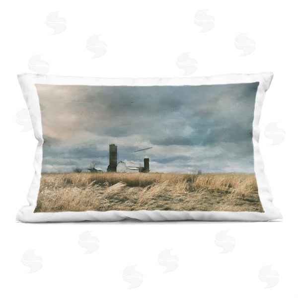 stupell industries Lori Deiter | Cloudy Farmland with Barn Printed Throw Pillow