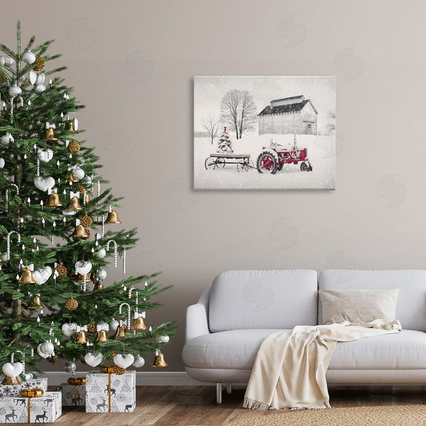 Stupell Industries Lori Deiter | Festive Red Christmas Tractor Niveous Countryside Flurries Wall Art