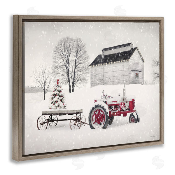 Stupell Industries Lori Deiter | Festive Red Christmas Tractor Niveous Countryside Flurries Wall Art
