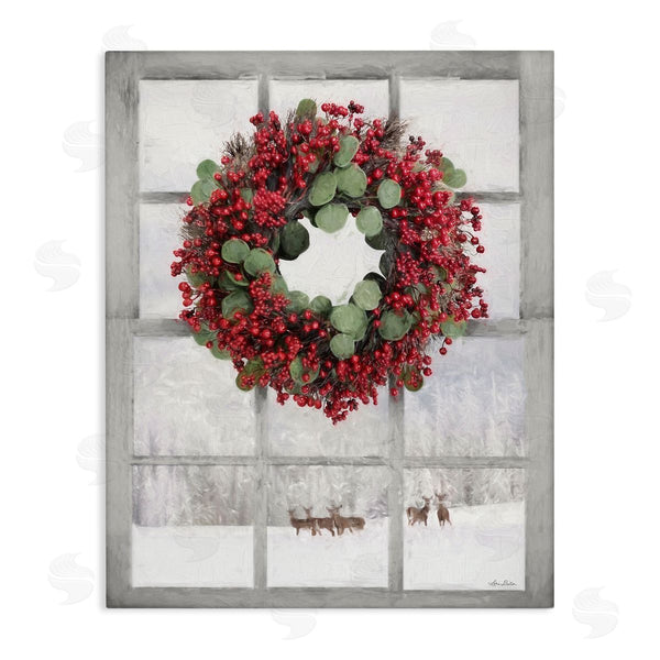 stupell industries Lori Deiter | Holly Wreath and Reindeer