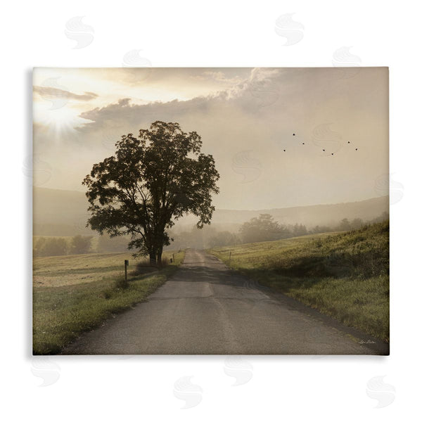 stupell industries Lori Deiter | Lone Tree Quiet Morning Road Rural Landscape Wall Art