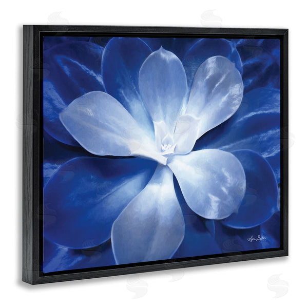 Stupell Industries Lori Deiter | Monochromatic Blue Succulent Plant Detailed Botanical Petals Wall Art