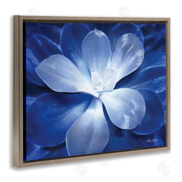 Stupell Industries Lori Deiter | Monochromatic Blue Succulent Plant Detailed Botanical Petals Wall Art