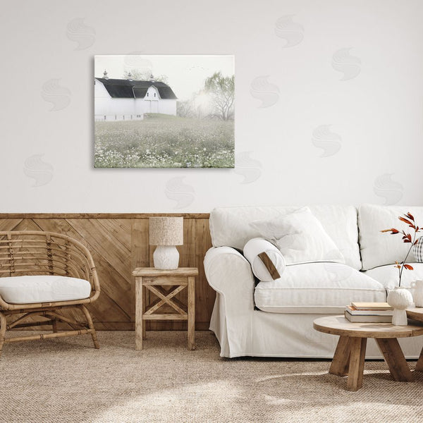 Stupell Industries Lori Deiter | Peaceful White Barn Countryside Meadow Blooming Buds Wall Art