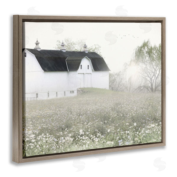 Stupell Industries Lori Deiter | Peaceful White Barn Countryside Meadow Blooming Buds Wall Art