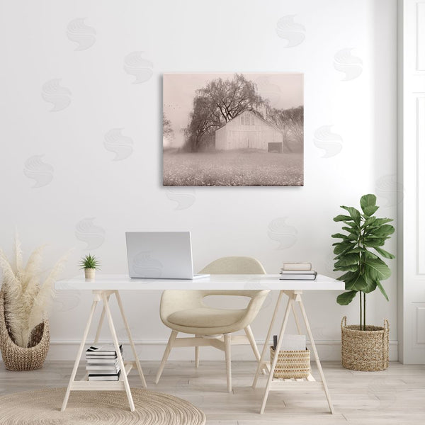 Stupell Industries Lori Deiter | Quaint Wildflower Meadow Countryside Barn Farmland Fog Wall Art