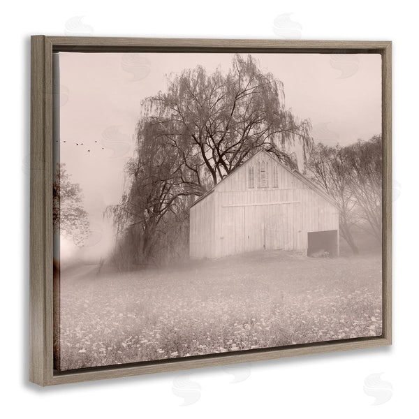 Stupell Industries Lori Deiter | Quaint Wildflower Meadow Countryside Barn Farmland Fog Wall Art