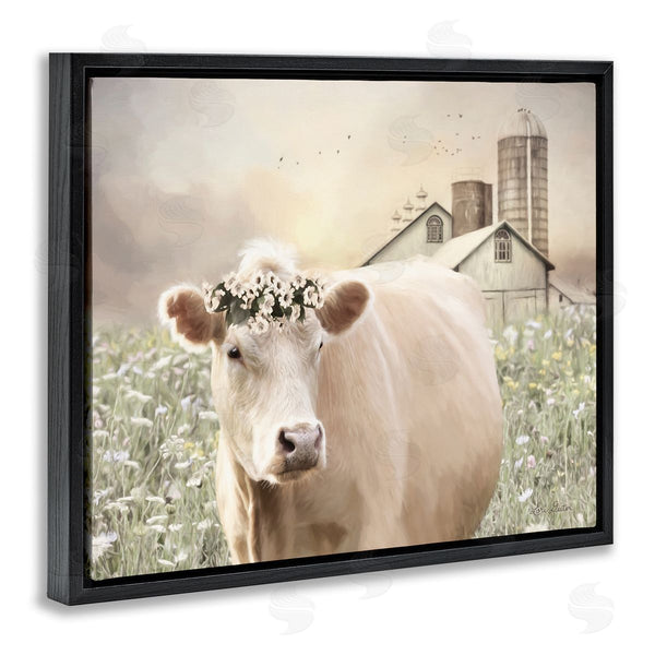 Stupell Industries Lori Deiter | Realistic Cow Floral Crown Tranquil Farm Field Wall Art