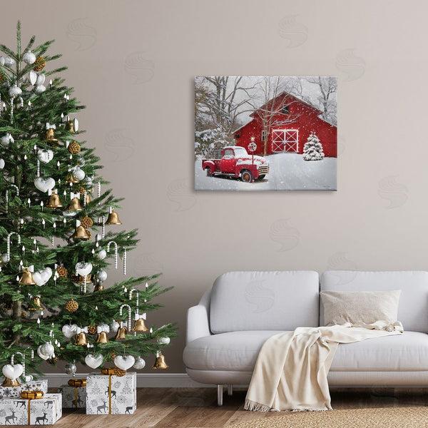 Stupell Industries Lori Deiter | Red Barn & Truck Powdery Snow Rural Scenery Wall Art