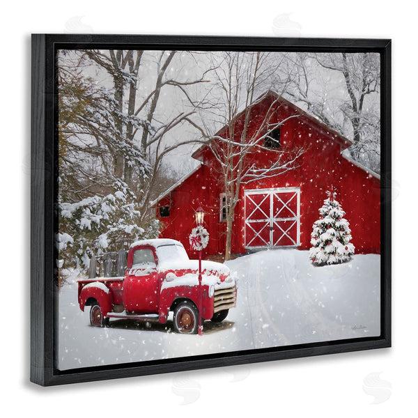 Stupell Industries Lori Deiter | Red Barn & Truck Powdery Snow Rural Scenery Wall Art