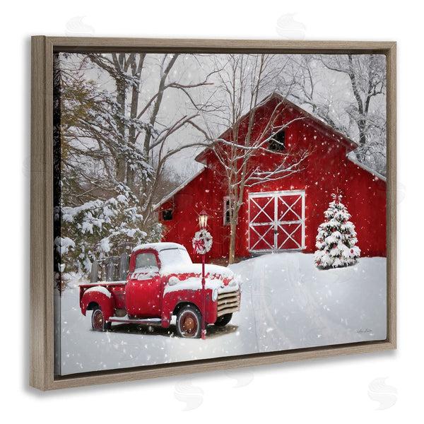 Stupell Industries Lori Deiter | Red Barn & Truck Powdery Snow Rural Scenery Wall Art