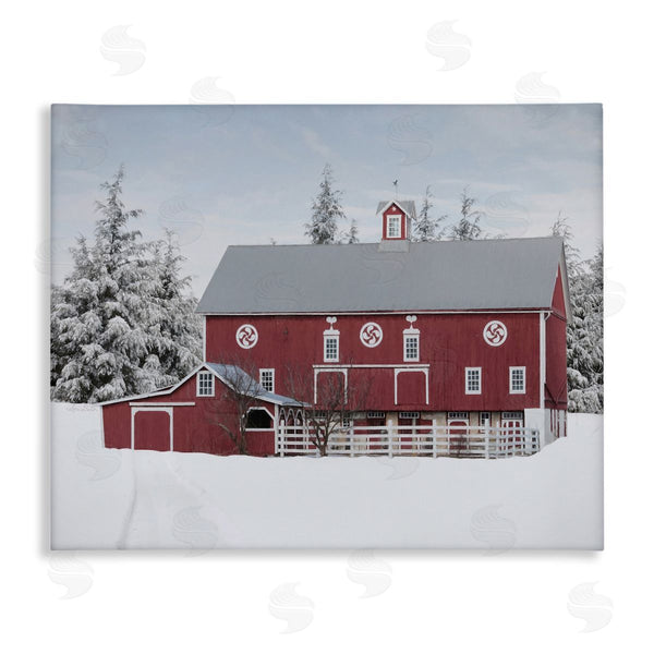 stupell industries Lori Deiter | Red Barn Winter Landscape Wall Art