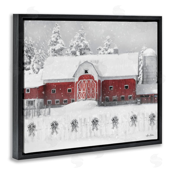 Stupell Industries Lori Deiter | Red Barn Winter Scene Snowfall