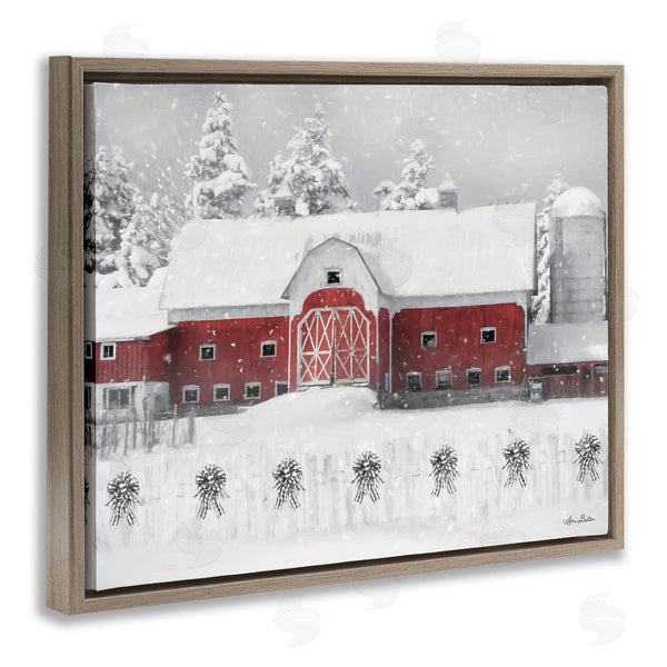 Stupell Industries Lori Deiter | Red Barn Winter Scene Snowfall