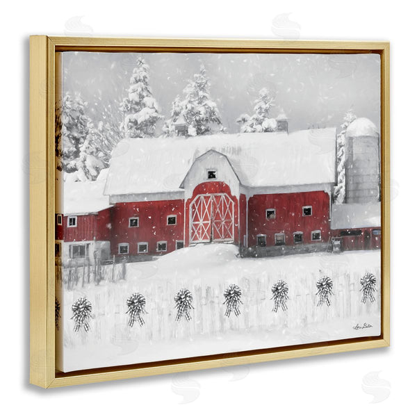 Stupell Industries Lori Deiter | Red Barn Winter Scene Snowfall