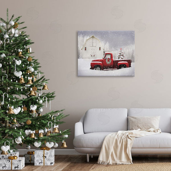 Stupell Industries Lori Deiter | Red Truck Parked Snowy Decorated Christmas Barn Wall Art