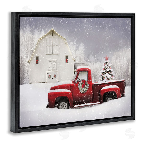 Stupell Industries Lori Deiter | Red Truck Parked Snowy Decorated Christmas Barn Wall Art
