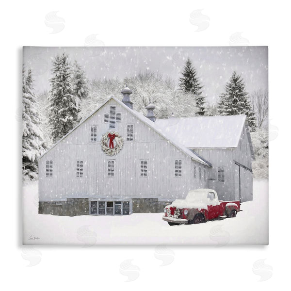 stupell industries Lori Deiter | Red Truck & Snowy Farmhouse