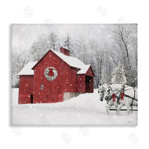 stupell industries Lori Deiter | Snow Covered Red Barn