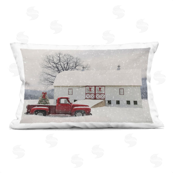 stupell industries Lori Deiter | Snowy Farmhouse on Christmas Printed Throw Pillow