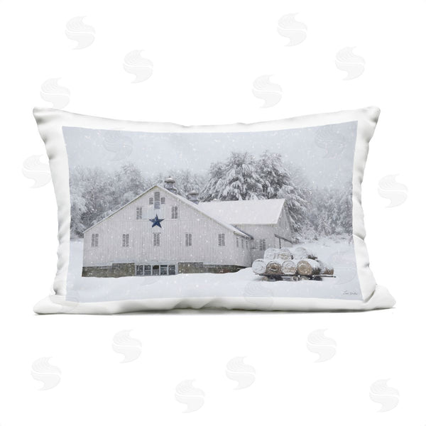 Stupell Industries Lori Deiter | Snowy White Farmhouse Scene Printed Throw Pillow