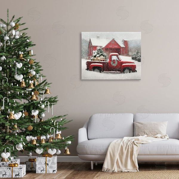 Stupell Industries Lori Deiter | Tree Farm Red Truck Wintery Snow Flurries Wall Art