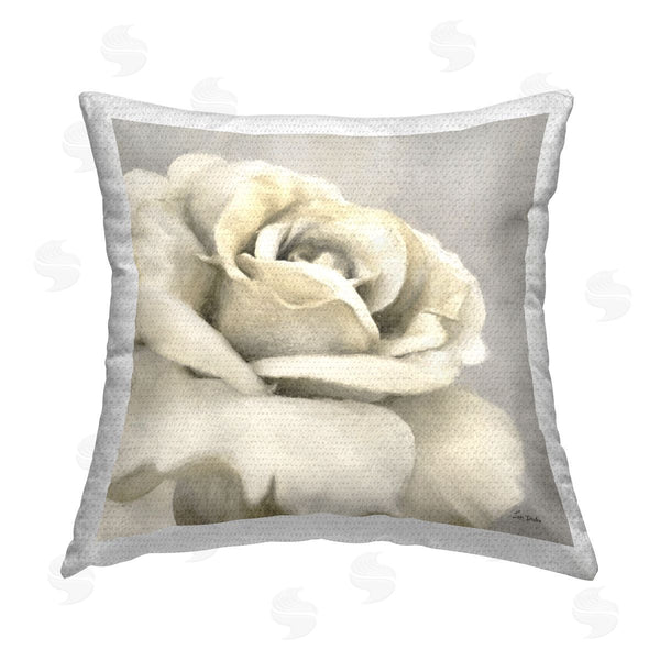 Stupell Industries Lori Deiter | White Rose Blossom Printed Throw Pillow