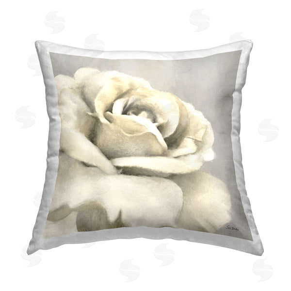 stupell industries Lori Deiter | White Rose Blossom Printed Throw Pillow