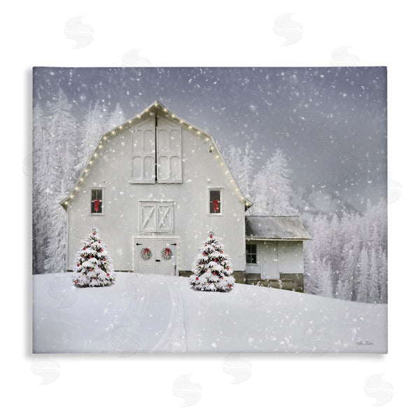 stupell industries Lori Deiter | White Winter Snowfield Barn Wall Art