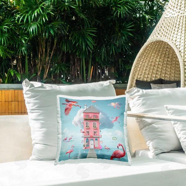 Stupell Industries Lori Lea Studios | Flamingo Hotel On Water Printed Throw Pillow