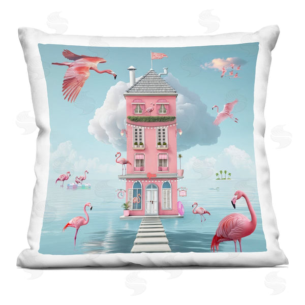 stupell industries Lori Lea Studios | Flamingo Hotel on Water Printed Throw Pillow