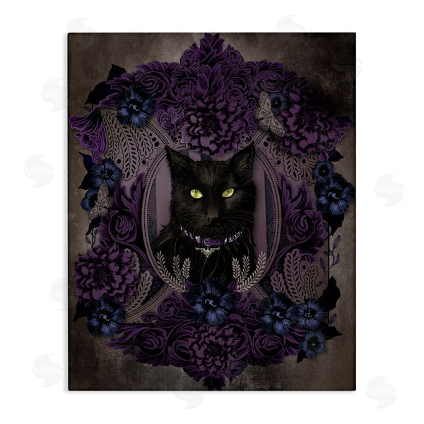 stupell industries Lori Mosley | Black Cat with Gothic Florals Wall Art