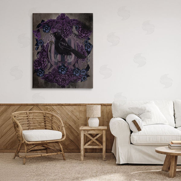 Stupell Industries Lori Mosley | Raven With Gothic Florals Wall Art