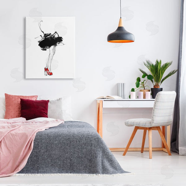 Stupell Industries Lotta Larsdotter | Abstract Female Fashion Illustration Red Heels Tutu Wall Art