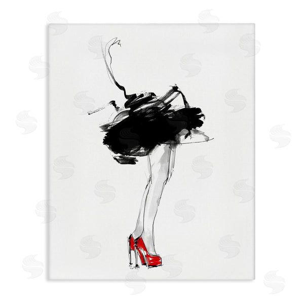 stupell industries Lotta Larsdotter | Abstract Female Fashion Illustration Red Heels Tutu Wall Art