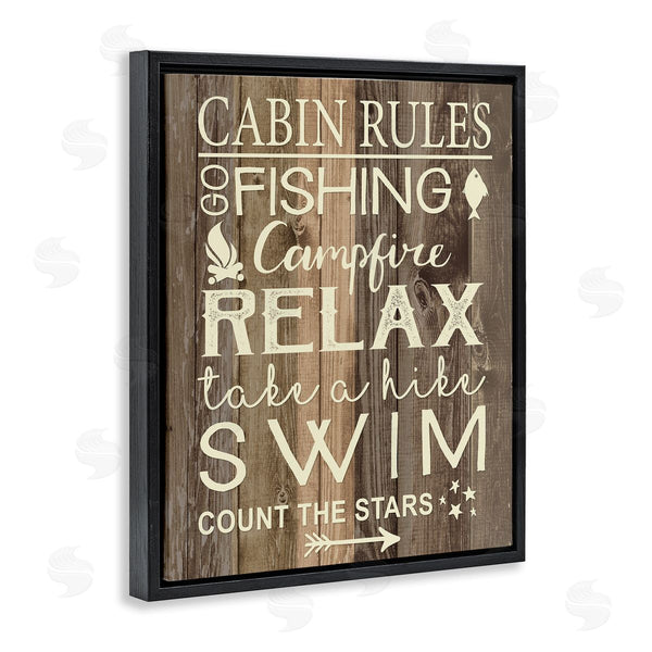 Stupell Industries Louise Allen Designs | Cabin Rules Camp Fish Swim Modern Rustic Patterned Sign Wall Art