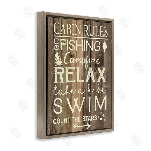 Stupell Industries Louise Allen Designs | Cabin Rules Camp Fish Swim Modern Rustic Patterned Sign Wall Art
