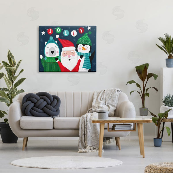 Stupell Industries Louise Allen Designs | Festive Christmas Jolly Typography Santa Claus Penguin Wall Art