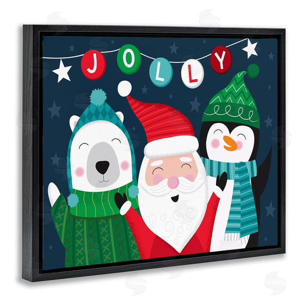 Stupell Industries Louise Allen Designs | Festive Christmas Jolly Typography Santa Claus Penguin Wall Art