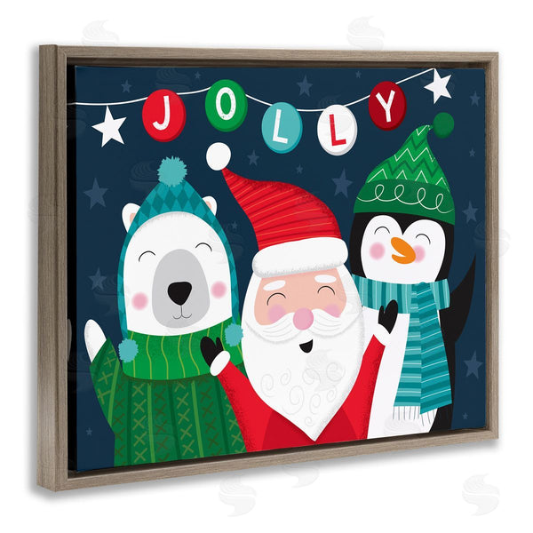 Stupell Industries Louise Allen Designs | Festive Christmas Jolly Typography Santa Claus Penguin Wall Art