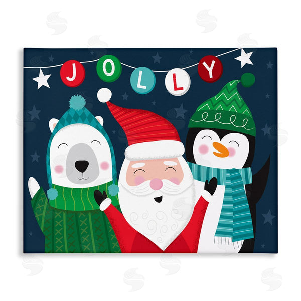 stupell industries Louise Allen Designs | Festive Christmas Jolly Typography Santa Claus Penguin Wall Art